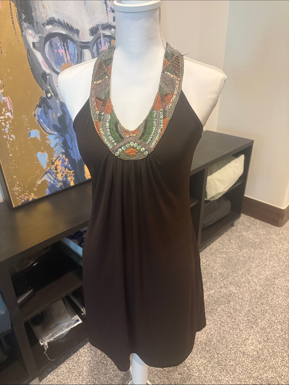 Iz Byer Dark Brown Tuscan Mom dress
